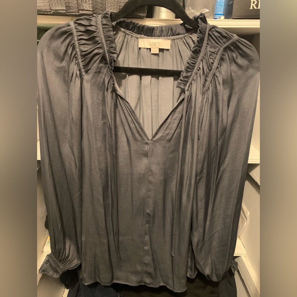 Loft long sleeve blouse in dark grey